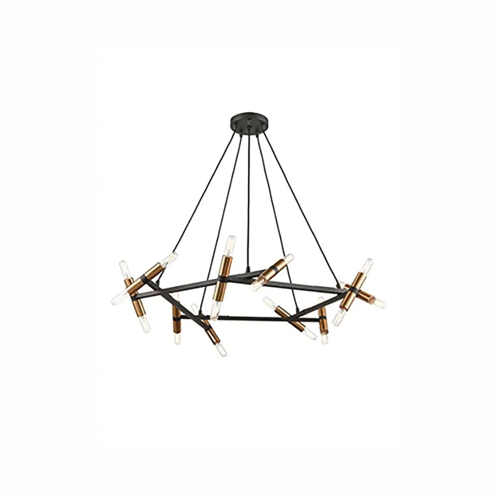02-8142LF 20 Light Suspended Light Black and Gold