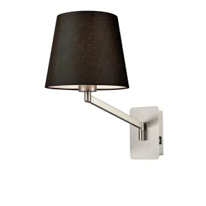 5711/121BW Swing Arm Wall Light with USB Black Shade