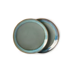 70s Ceramics: Dessert Plate Moss (Set of 2)