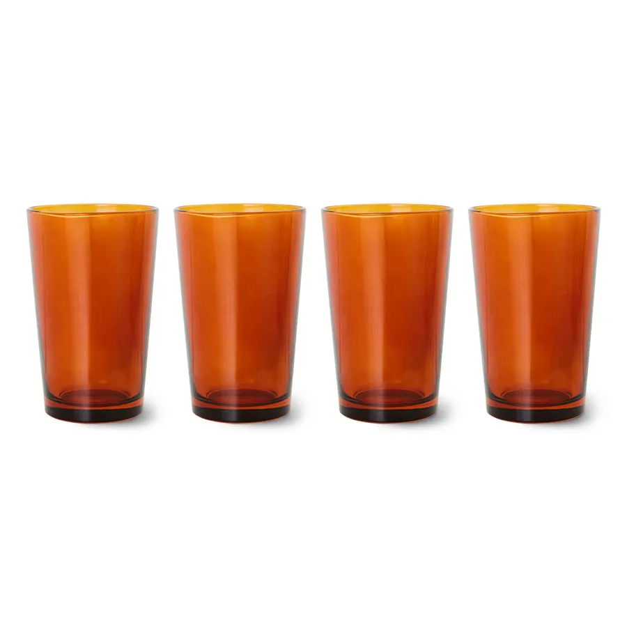 70s Glassware: Tea Glasses Amber Brown (Set of 4)