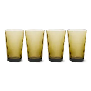 70s Glassware: Tea Glasses Mud Brown (Set of 4)