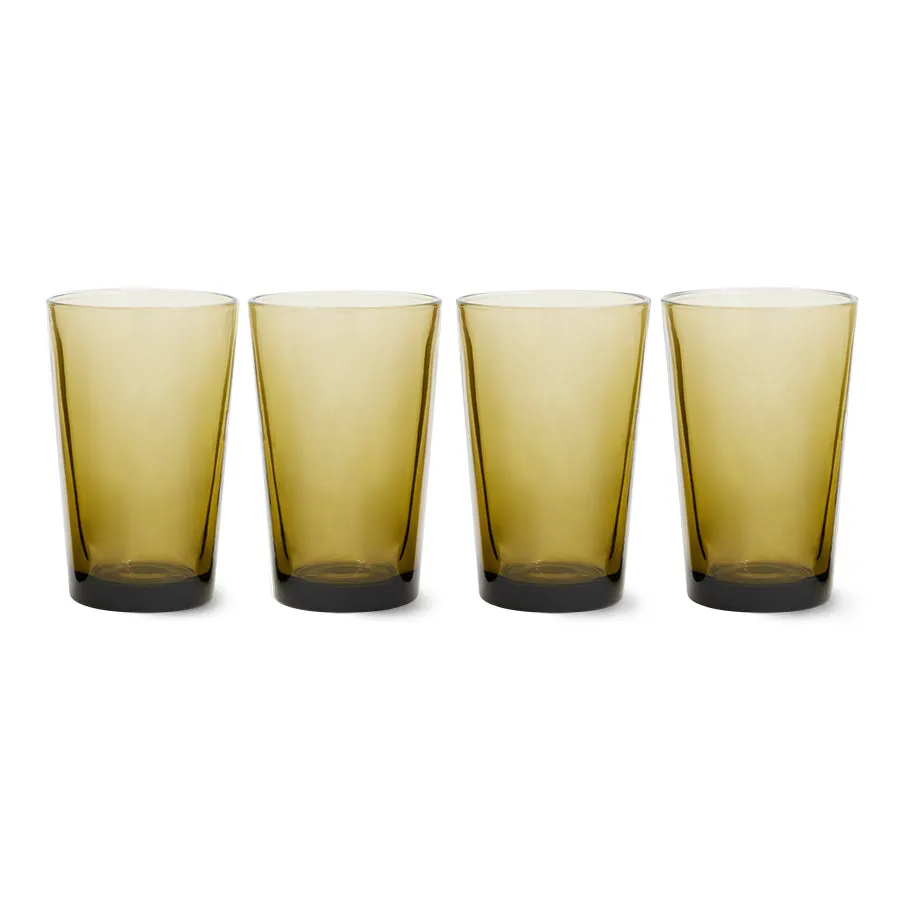 70s Glassware: Tea Glasses Mud Brown (Set of 4)