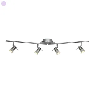 7444CC-LED Aries LED Satin Silver 4 Light Adjustable Bar Spotlight