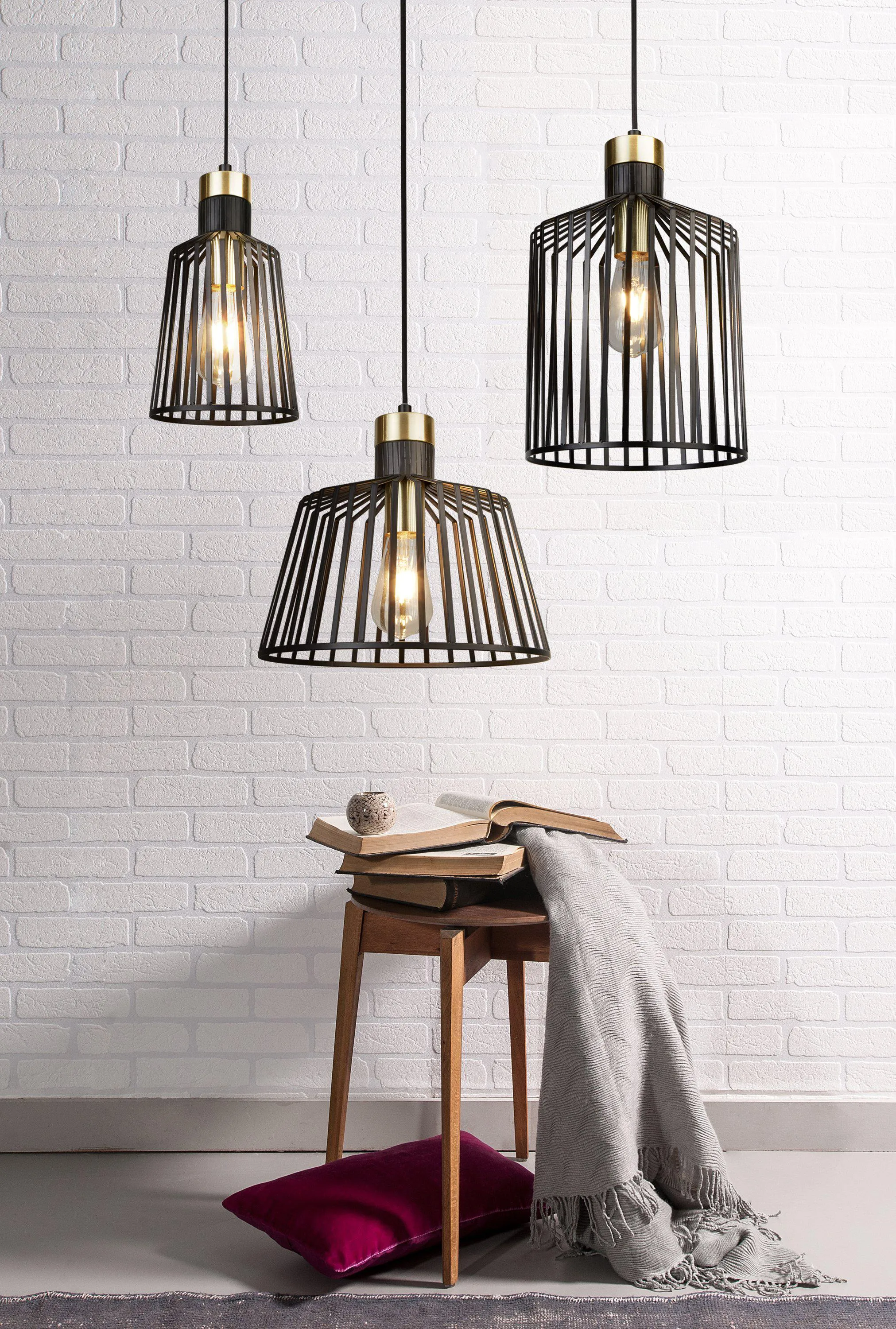9413BK Cage Single Pendant Black