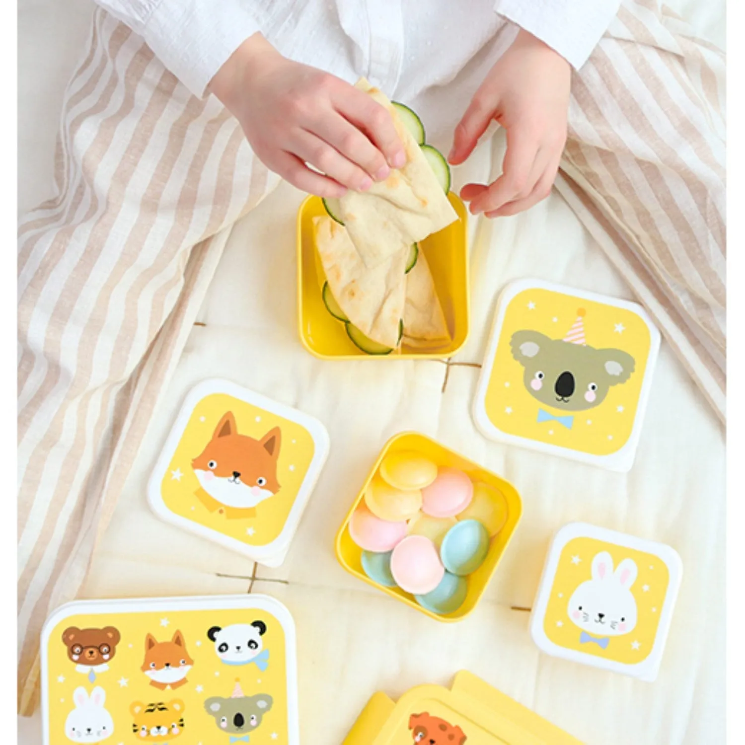 A Little Lovely Company Animal Friends Lunch & Snack Box Set