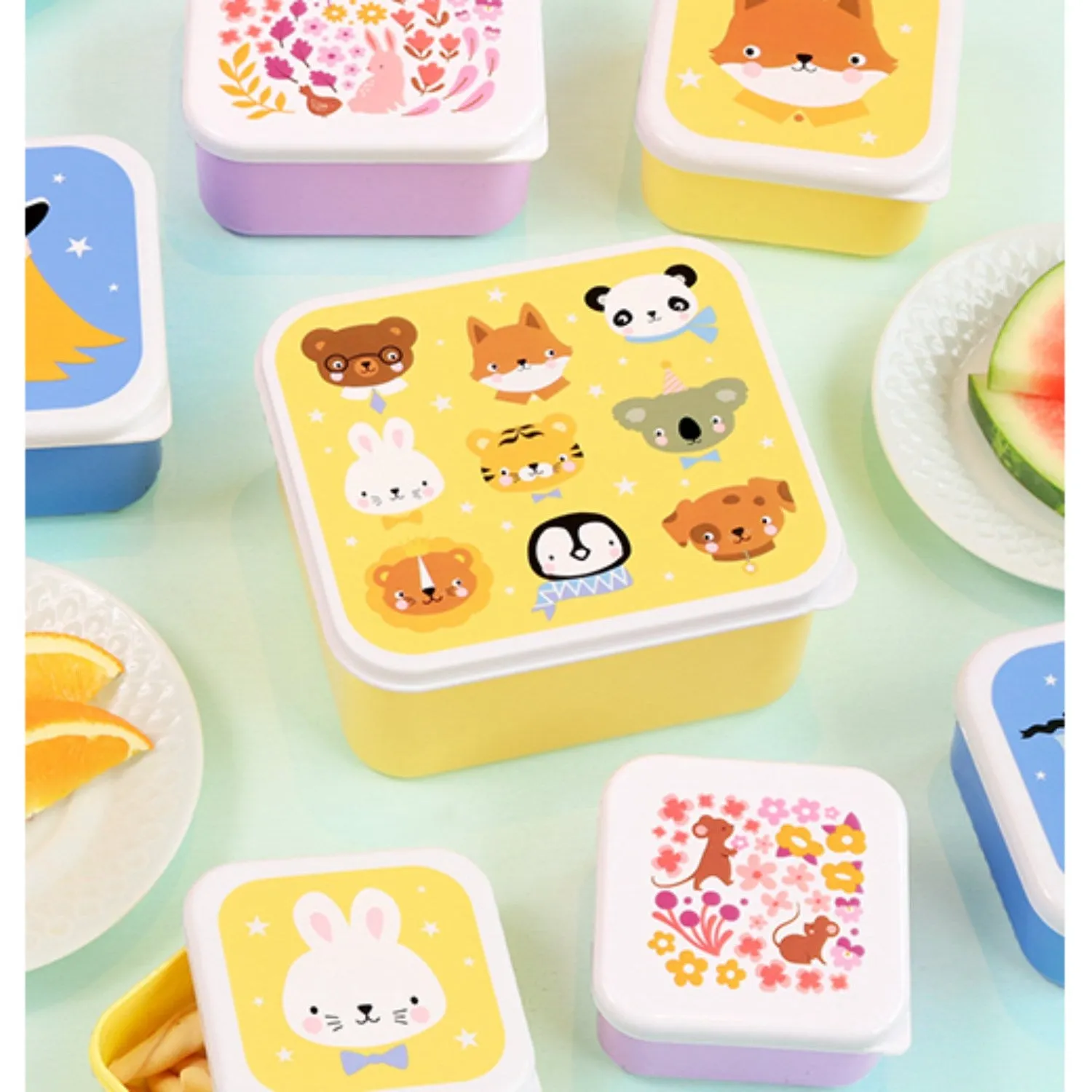 A Little Lovely Company Animal Friends Lunch & Snack Box Set