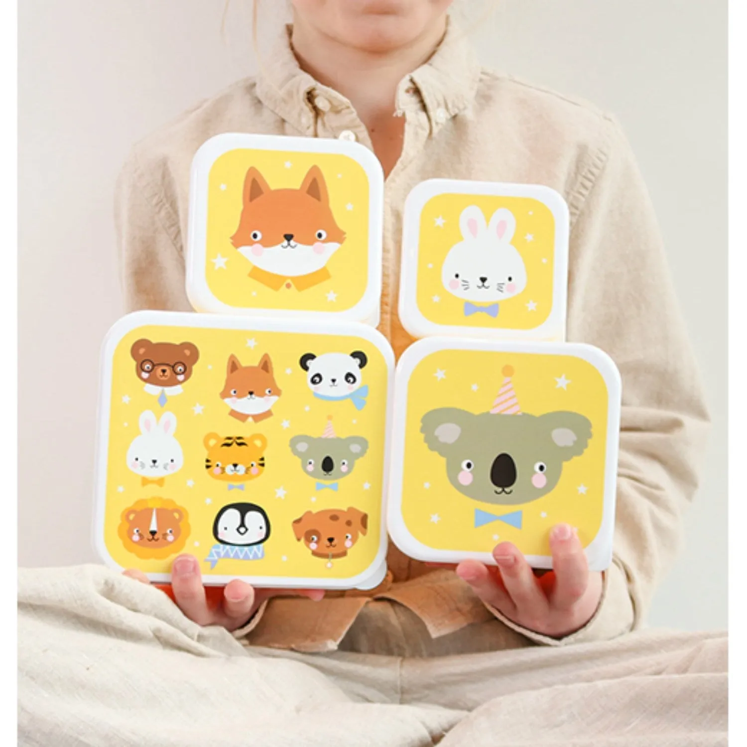 A Little Lovely Company Animal Friends Lunch & Snack Box Set
