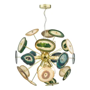 ACH1355 9 Light Suspended Light Gold & Agate