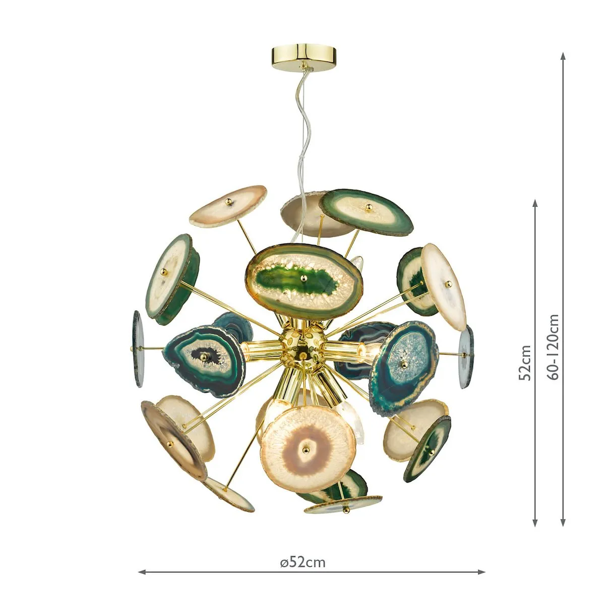 ACH1355 9 Light Suspended Light Gold & Agate