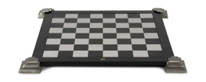 Authentic Models 2 Sided Game Board For Chess And Checkers, Black