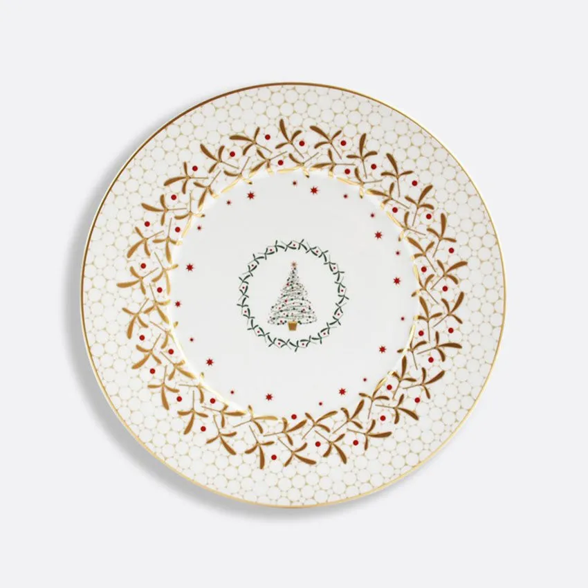 Bernardaud | Nol Blanc Salad/Dessert Plate - White & Gold Tree