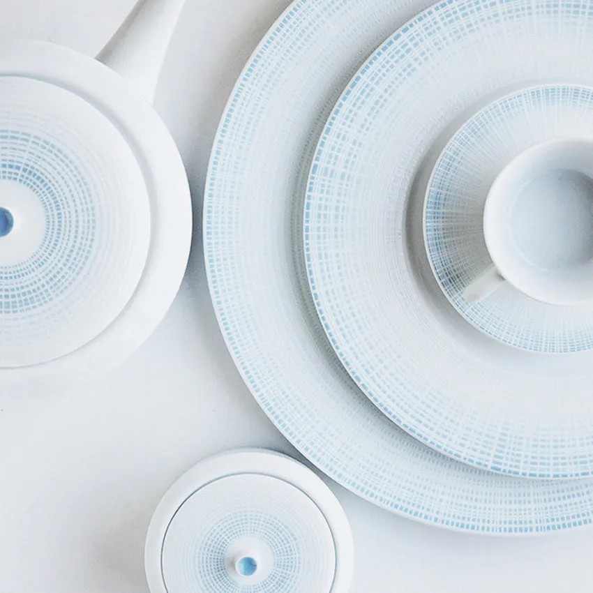 Bernardaud | Saphir Rim Soup - White & Turqoise
