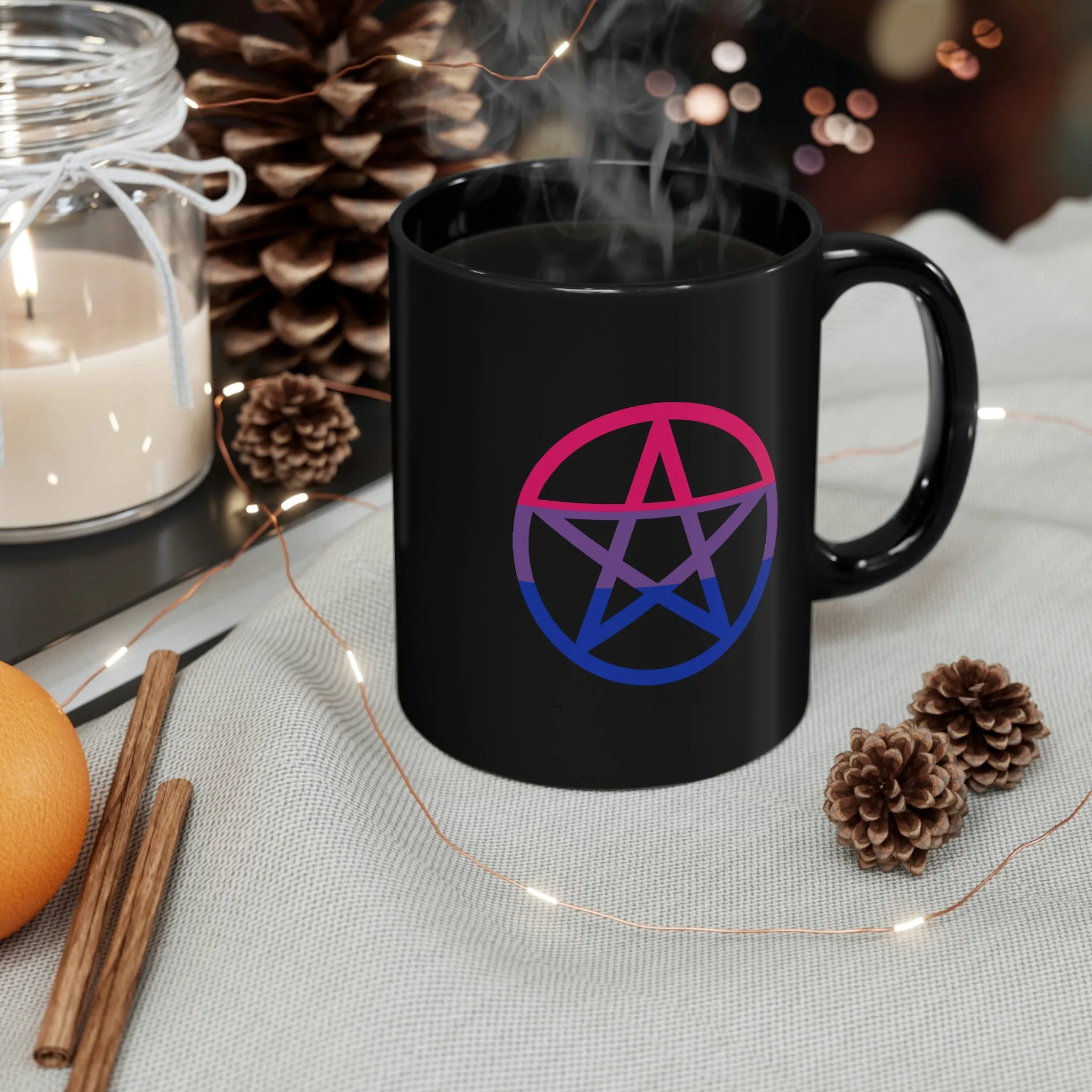 Bisexual Witchcraft - Pride Flag Pentagram - 11oz Black Mug