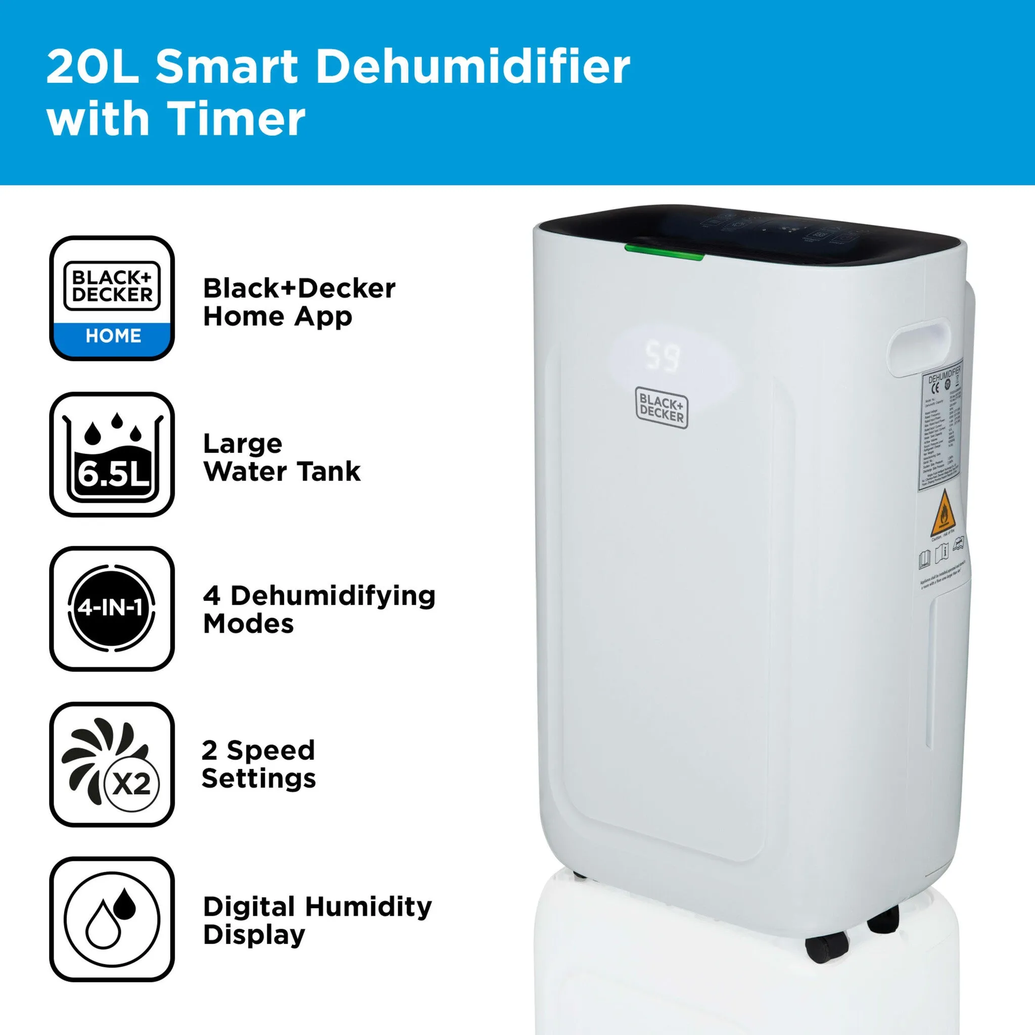 Black and Decker BXEH60014GB 20L Smart Dehumidifier