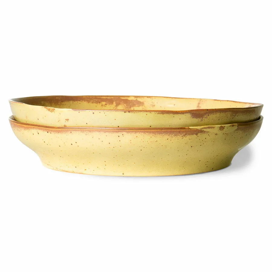 Bold & Basic Ceramics: Pasta Plate Yellow/Brown (Set of 2)