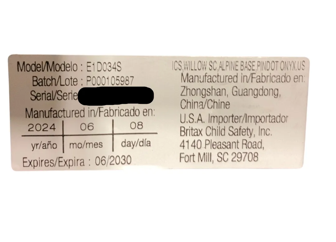 Britax Willow SC Infant Car Seat, 2024, Pindot Onyx