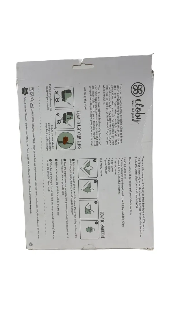 Buggygear Cloby Swaddle Blanket with Leather Magnetic Stroller & Clip, Brown