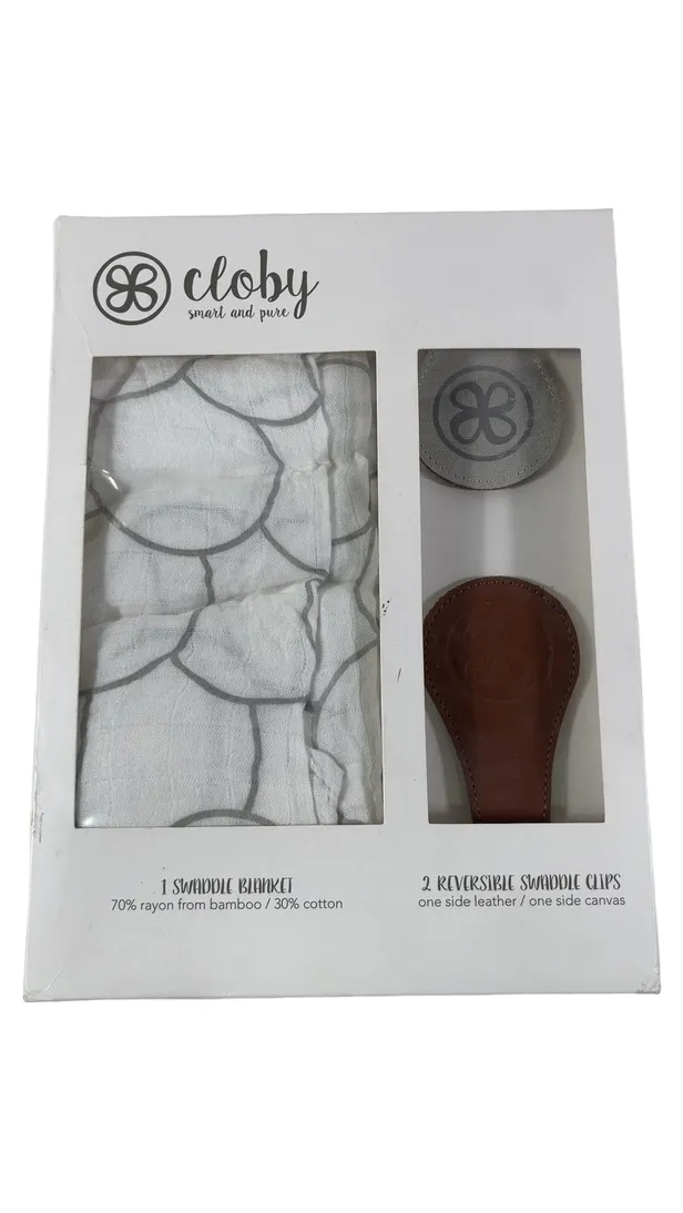 Buggygear Cloby Swaddle Blanket with Leather Magnetic Stroller & Clip, Brown