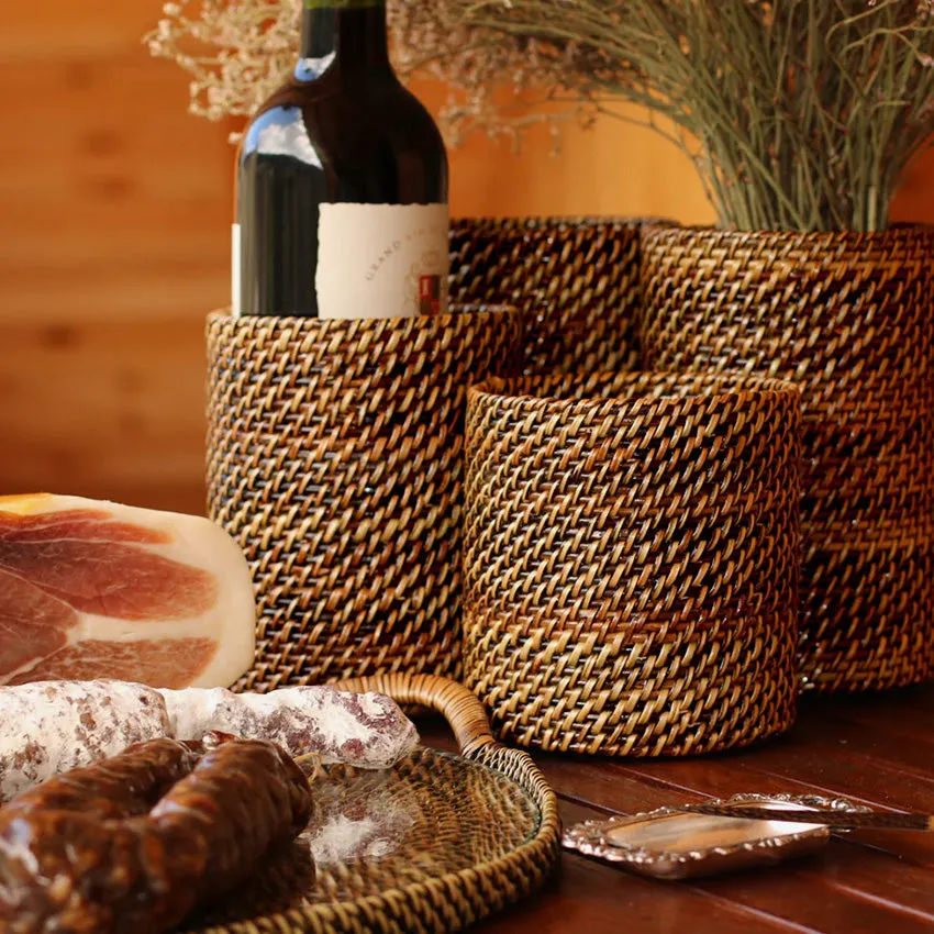 Calaisio | Woven Flatware Caddy Holder With 4 Compartments