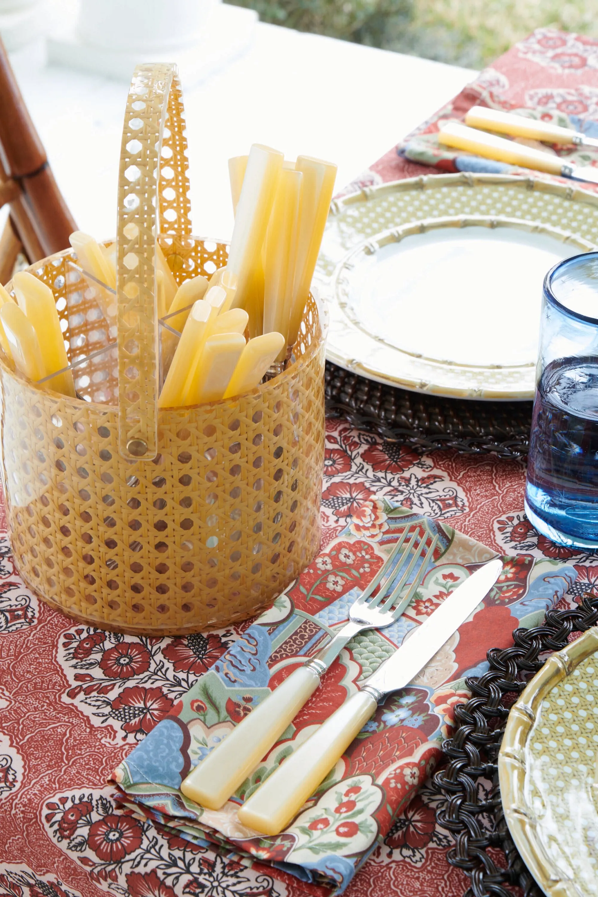 Cane Acrylic Utensil Caddy