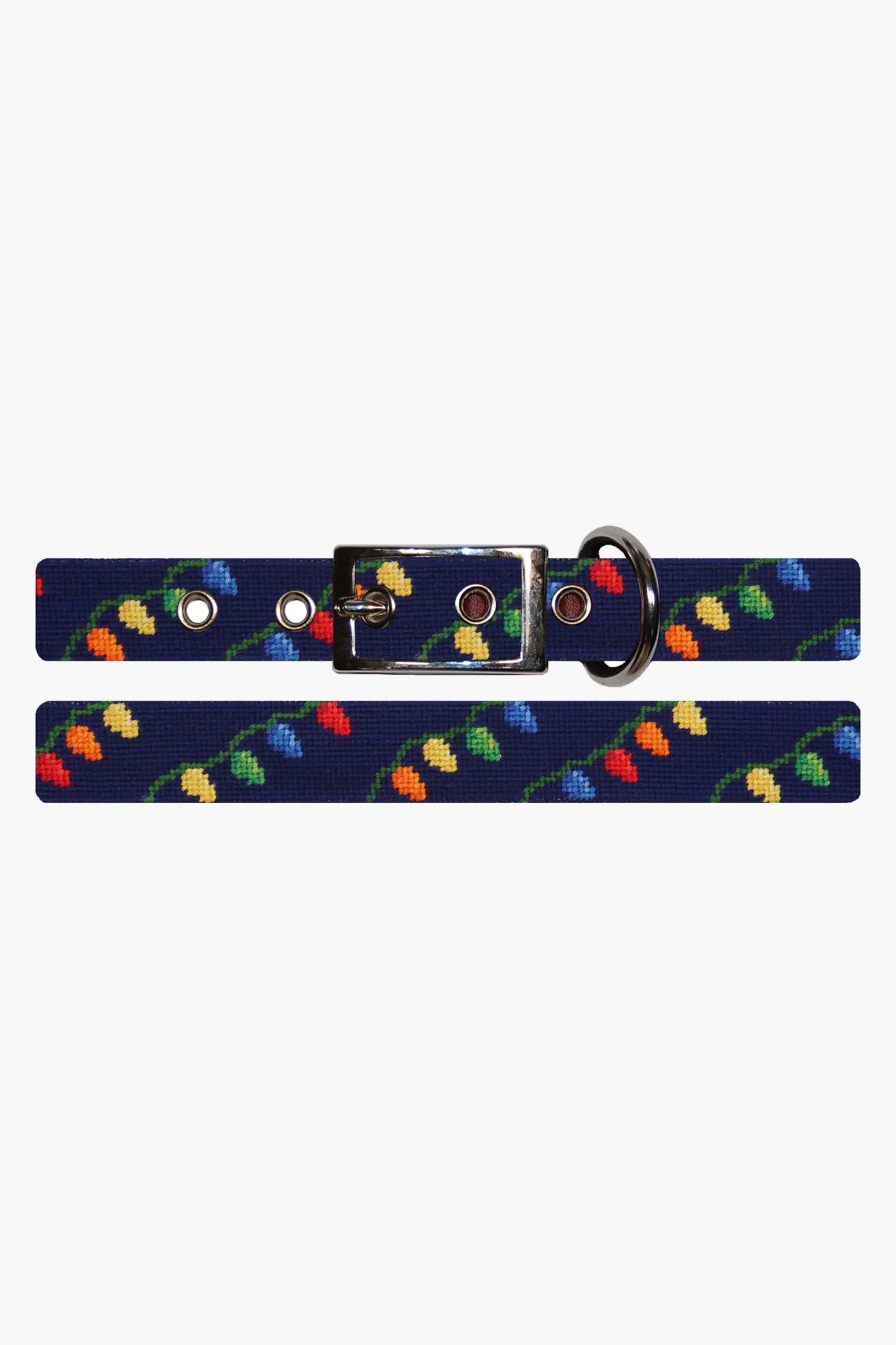 Christmas Lights Needlepoint Dog Collar