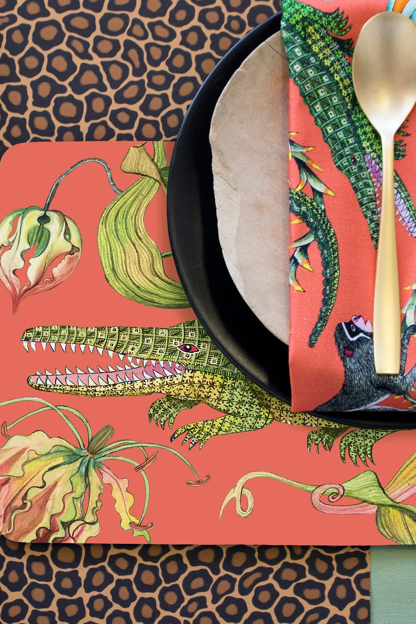 Coral Flame Lily Placemats (Set of 2)