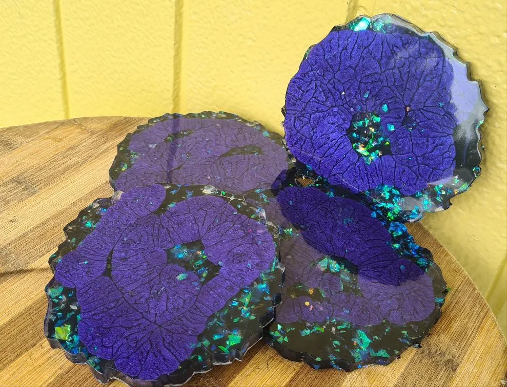 DEEP PURPLE & BLACK OPAL COASTER SET