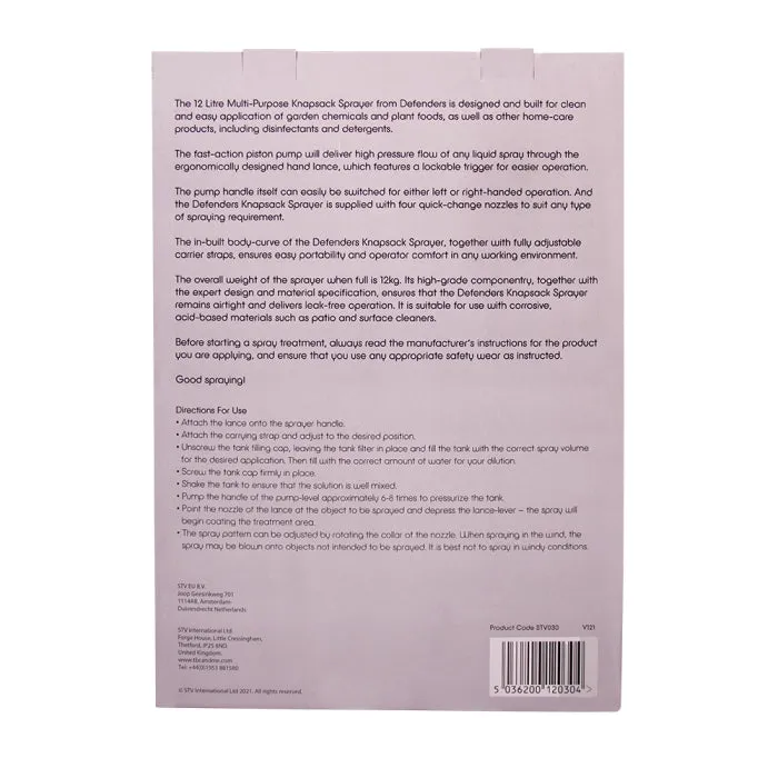 Defenders Multi-Purpose Knapsack Pressure Sprayer - 12L