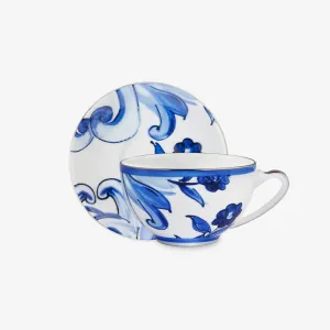 Dolce & Gabbana Casa | Blue Mediterraneo Fiore Piccolo Tea Cup and Saucer Set