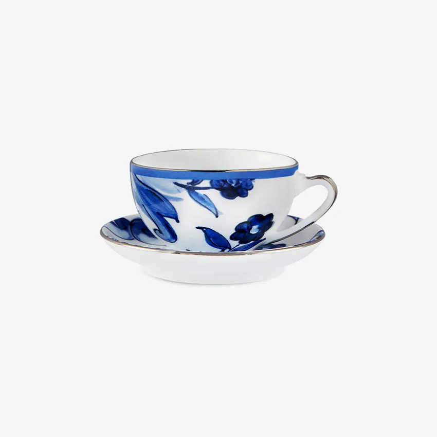 Dolce & Gabbana Casa | Blue Mediterraneo Fiore Piccolo Tea Cup and Saucer Set
