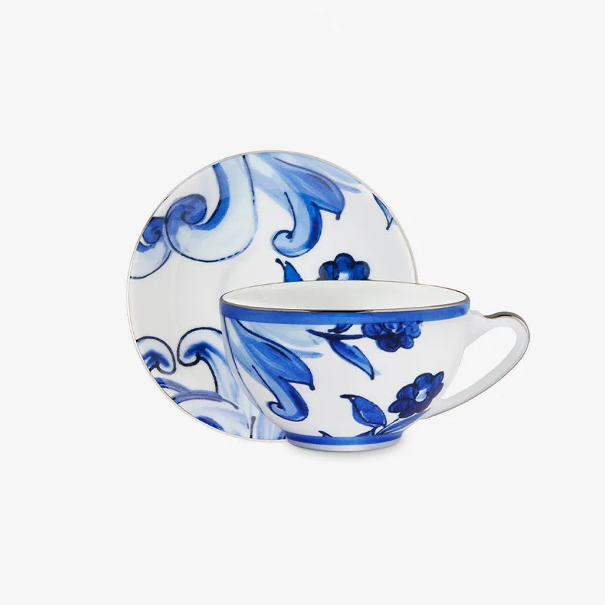 Dolce & Gabbana Casa | Blue Mediterraneo Fiore Piccolo Tea Cup and Saucer Set