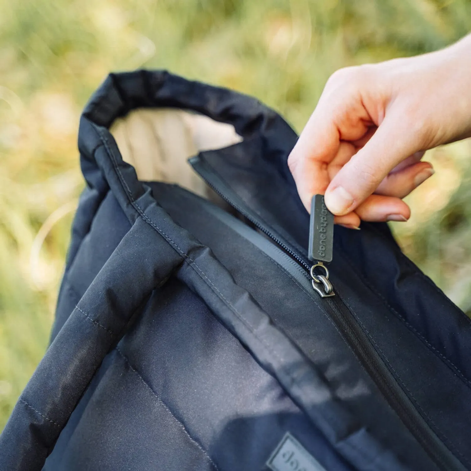 DonebyDeer Black Quilted Puzzle Tote Bag