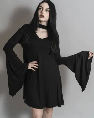 Edge of Seventeen - Bell Sleeve Swing Dress with Choker Collar