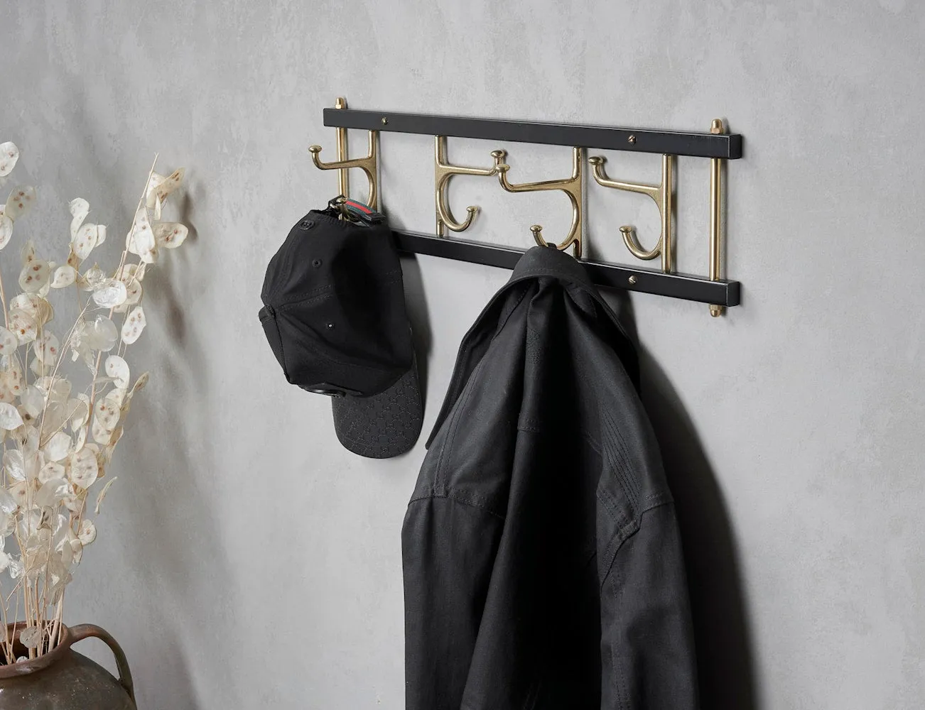 Essem Design Maxi 4 Decorative Hook Strip, White/Brass