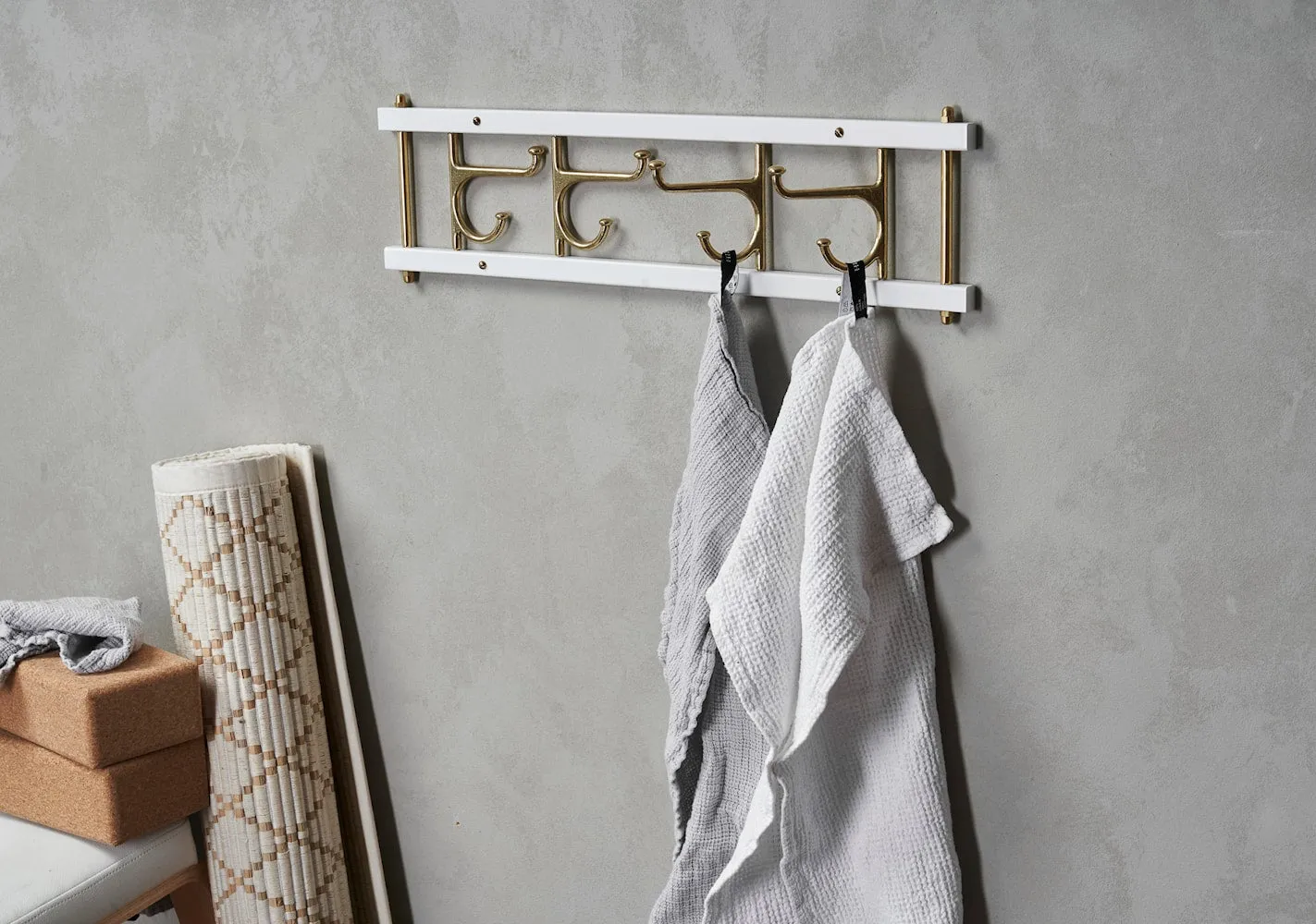 Essem Design Maxi 4 Decorative Hook Strip, White/Brass