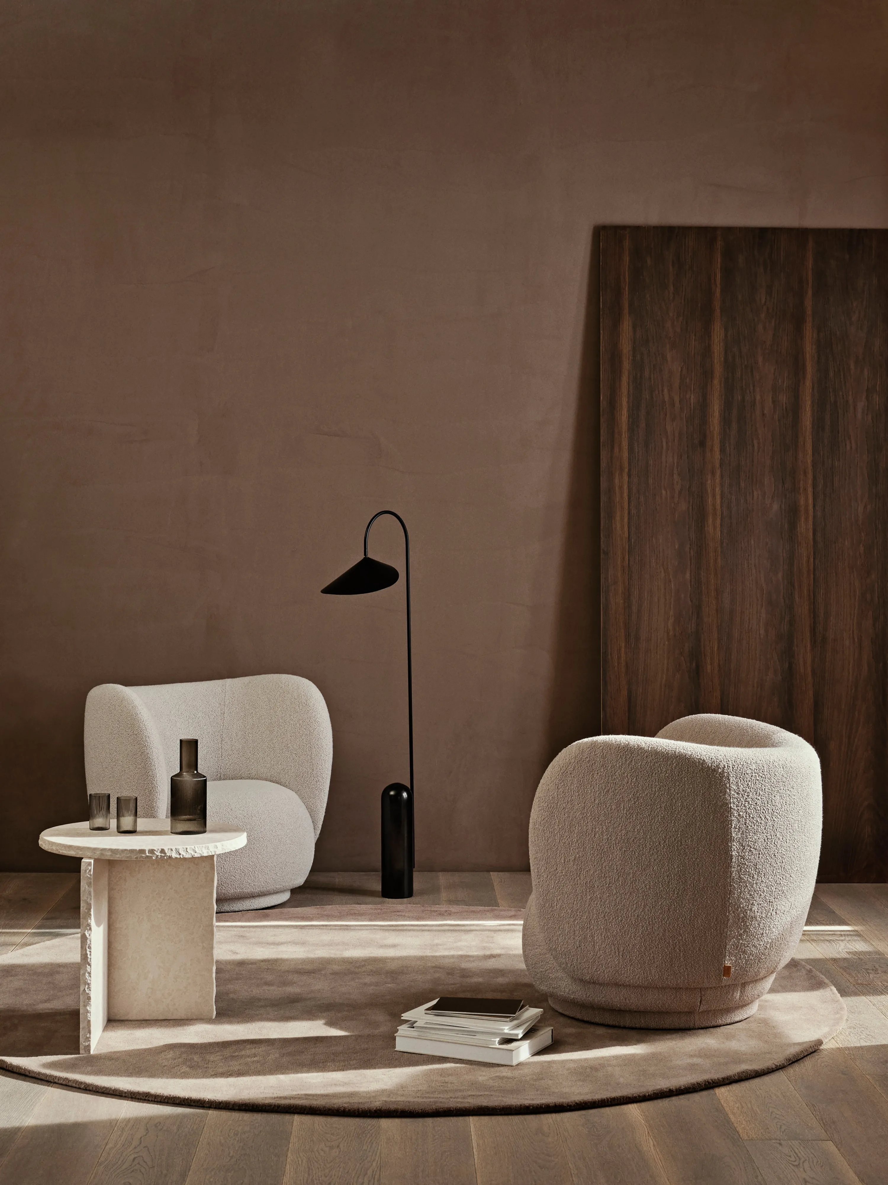 Ferm Living Stille Tufted Rug ø240 Ash Brown