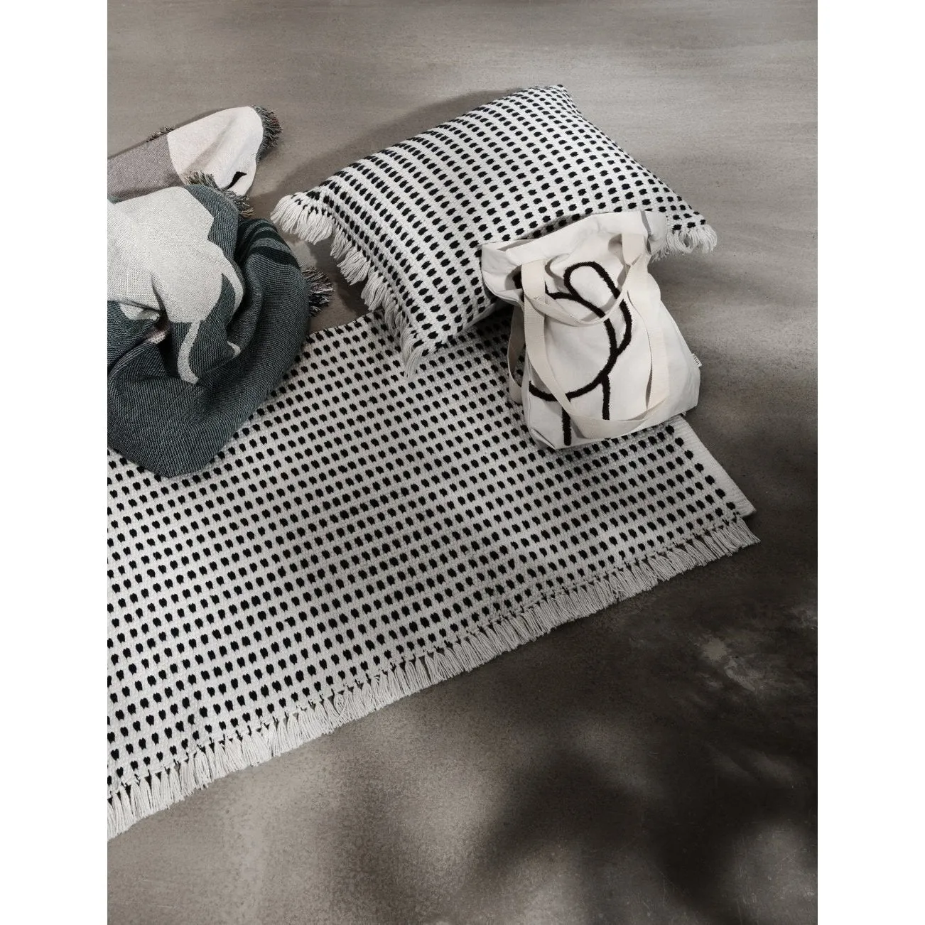 Ferm Living Way Outdoor Rug White Blue, 200x140 Cm