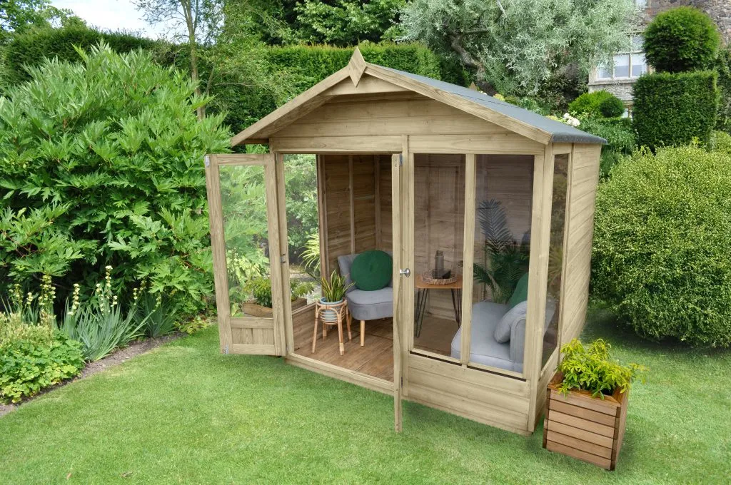 Forest Garden Beckwood Apex Summerhouse 6x8 - Double Door - 5 Windows