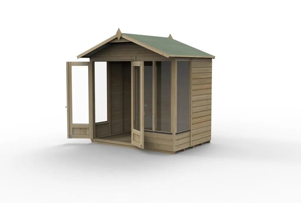 Forest Garden Beckwood Apex Summerhouse 6x8 - Double Door - 5 Windows