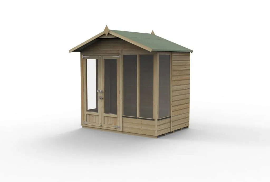 Forest Garden Beckwood Apex Summerhouse 6x8 - Double Door - 5 Windows