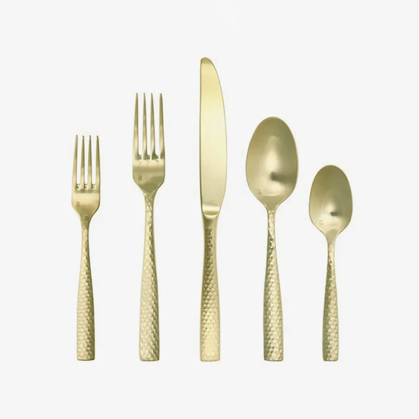 Fortessa | Titan PVD Lucca Faceted Brushed Gold Place Setting - 5 Pieces