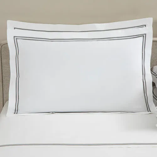 Frette | Hotel Classic Standard Sham - White&Grey