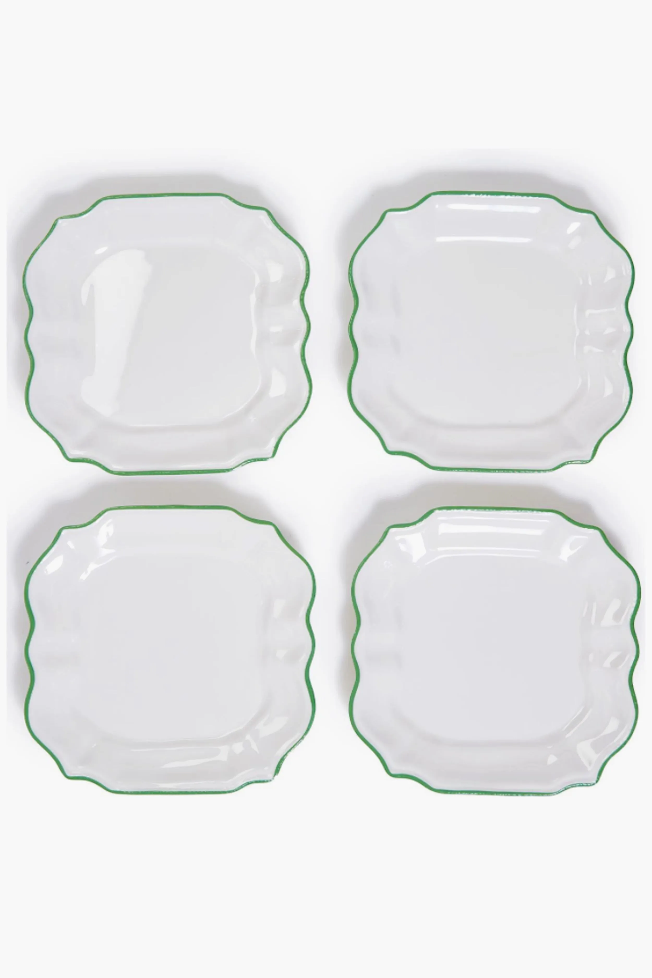 Garden Soiree Set of 4 Dinner Plates with Green Border