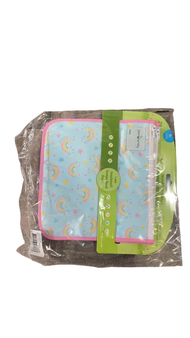 Green Sprouts Reusable Insulated Sandwich Bags, Aqua Rainbows Set