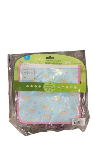 Green Sprouts Reusable Insulated Sandwich Bags, Aqua Rainbows Set