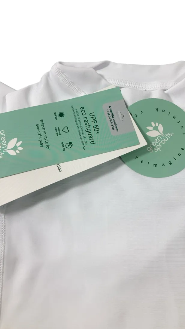 Green Sprouts UPF 50  Snap Swim Diaper & Rashguard Set with Brim Hat, White/Navy Turtle Journey/Cobalt