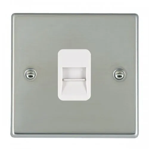 Hamilton 73TCMW 1 Gang Telephone Master Socket - Bright Steel & White