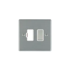 Hamilton 74SPSS-W 1 Gang 13A DP Fused Spur - Satin Steel & White Inserts