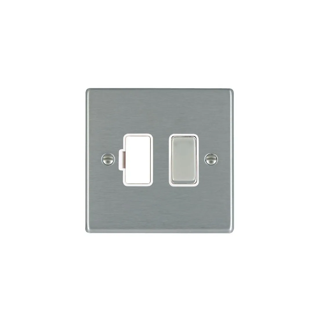 Hamilton 74SPSS-W 1 Gang 13A DP Fused Spur - Satin Steel & White Inserts
