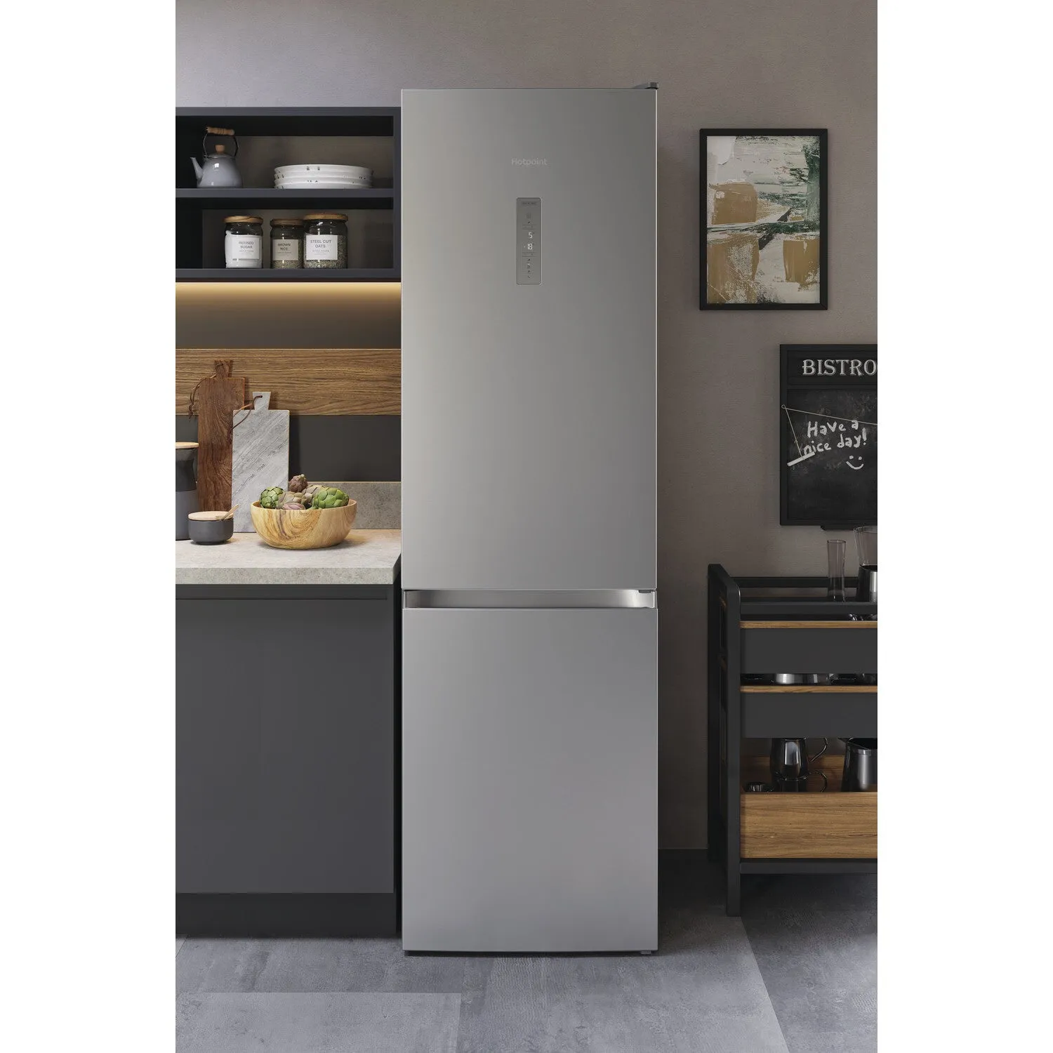 Hotpoint H9X 94T SX Freestanding 367L Fridge Freezer - Graphite, C Rated